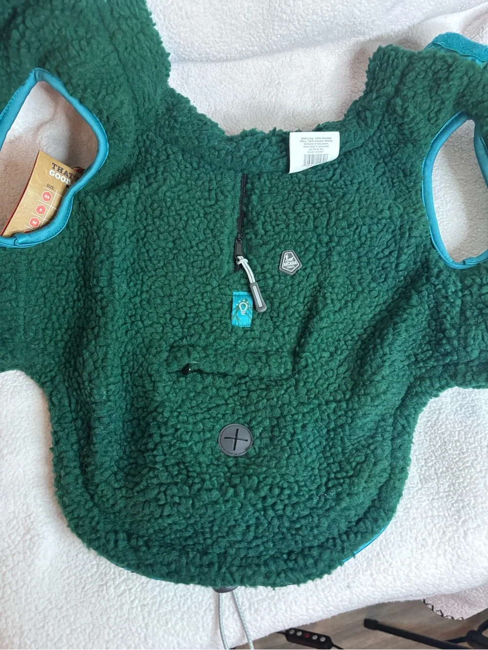 Teal & Dark Green Quilted Dog Puffer Jacket Size S